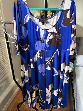 Lane Bryant Royal Blue Floral Midi Dress